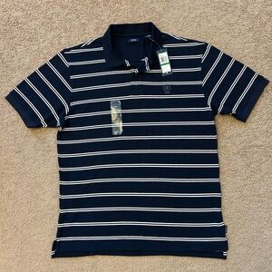 Izod Men's Navy Polo with White Signal Stripes Shirt Size L
